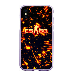 Чехол iPhone XS Max матовый Cs go огненные стиль, цвет: 3D-светло-сиреневый