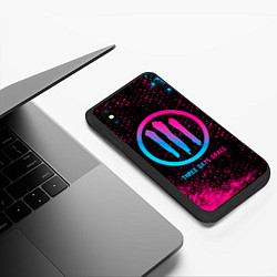 Чехол iPhone XS Max матовый Three Days Grace - neon gradient, цвет: 3D-черный — фото 2