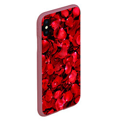 Чехол iPhone XS Max матовый Лепестки алых роз, цвет: 3D-малиновый — фото 2