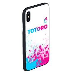 Чехол iPhone XS Max матовый Totoro neon gradient style: символ сверху, цвет: 3D-черный — фото 2