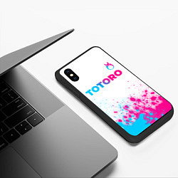 Чехол iPhone XS Max матовый Totoro neon gradient style: символ сверху, цвет: 3D-черный — фото 2