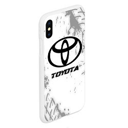 Чехол iPhone XS Max матовый Toyota speed на светлом фоне со следами шин, цвет: 3D-белый — фото 2