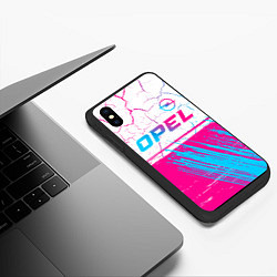 Чехол iPhone XS Max матовый Opel neon gradient style: символ сверху, цвет: 3D-черный — фото 2