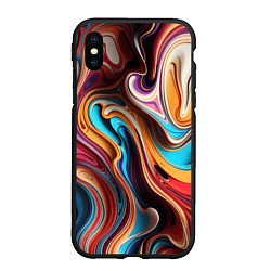 Чехол iPhone XS Max матовый Поток красок, цвет: 3D-черный