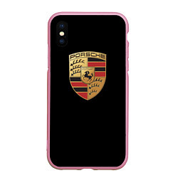 Чехол iPhone XS Max матовый Porsche car auto, цвет: 3D-розовый