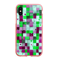 Чехол iPhone XS Max матовый Ретро Квадраты, цвет: 3D-баблгам