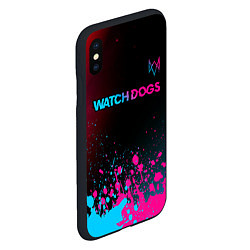 Чехол iPhone XS Max матовый Watch Dogs - neon gradient: символ сверху, цвет: 3D-черный — фото 2
