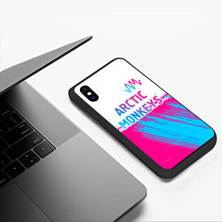 Чехол iPhone XS Max матовый Arctic Monkeys neon gradient style: символ сверху, цвет: 3D-черный — фото 2