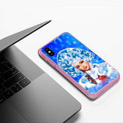 Чехол iPhone XS Max матовый Красивая русская снегурочка, цвет: 3D-розовый — фото 2