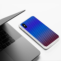Чехол iPhone XS Max матовый Полосатый синий градиент, цвет: 3D-белый — фото 2
