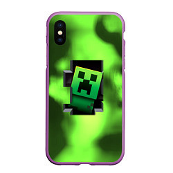 Чехол iPhone XS Max матовый Creeper acid, цвет: 3D-фиолетовый