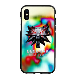 Чехол iPhone XS Max матовый Ведьмак школа волка, цвет: 3D-черный