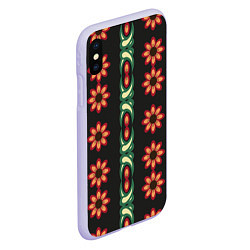 Чехол iPhone XS Max матовый Красочный цветочный орнамент с ромашками, цвет: 3D-светло-сиреневый — фото 2