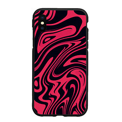 Чехол iPhone XS Max матовый Абстракция чёрно-розовый, цвет: 3D-черный