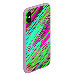 Чехол iPhone XS Max матовый Разноцветные брызги зелёные и розовые, цвет: 3D-сиреневый — фото 2