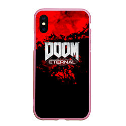 Чехол iPhone XS Max матовый Doom blood game, цвет: 3D-розовый