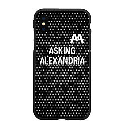 Чехол iPhone XS Max матовый Asking Alexandria glitch на темном фоне: символ св, цвет: 3D-черный