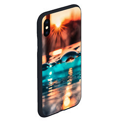 Чехол iPhone XS Max матовый Поверхность воды на закате макро, цвет: 3D-черный — фото 2