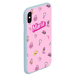 Чехол iPhone XS Max матовый Имя Мария в стиле барби - розовый паттерн аксессуа, цвет: 3D-голубой — фото 2