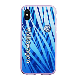 Чехол iPhone XS Max матовый Volkswagen - синий камуфляж, цвет: 3D-сиреневый