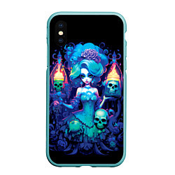 Чехол iPhone XS Max матовый Сказочная ведьма с черепами, цвет: 3D-мятный