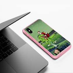 Чехол iPhone XS Max матовый Санта на дино, цвет: 3D-баблгам — фото 2