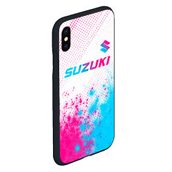 Чехол iPhone XS Max матовый Suzuki neon gradient style: символ сверху, цвет: 3D-черный — фото 2