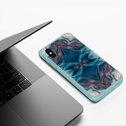 Чехол iPhone XS Max матовый Абстрактные краски, цвет: 3D-мятный — фото 2