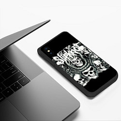 Чехол iPhone XS Max матовый Slipknot и черепушки, цвет: 3D-черный — фото 2