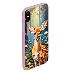 Чехол iPhone XS Max матовый Олененок в волшебном лесу, цвет: 3D-розовый — фото 2