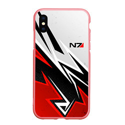 Чехол iPhone XS Max матовый N7 mass effect - white and red, цвет: 3D-баблгам