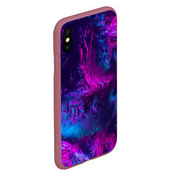 Чехол iPhone XS Max матовый Неоновая абстракция синий и розовый, цвет: 3D-малиновый — фото 2