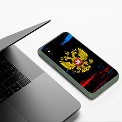 Чехол iPhone XS Max матовый Герб РФ краски, цвет: 3D-темно-зеленый — фото 2