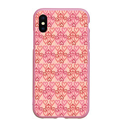Чехол iPhone XS Max матовый Уют сердец, цвет: 3D-розовый