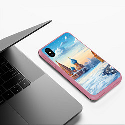Чехол iPhone XS Max матовый Российская зима, цвет: 3D-малиновый — фото 2