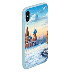 Чехол iPhone XS Max матовый Российская зима, цвет: 3D-голубой — фото 2