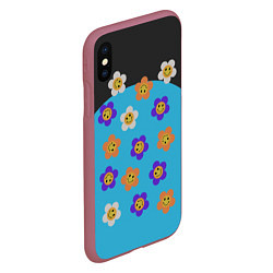 Чехол iPhone XS Max матовый Ромашковое поле улыбок, цвет: 3D-малиновый — фото 2