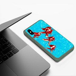Чехол iPhone XS Max матовый Красная рыбки, цвет: 3D-темно-зеленый — фото 2