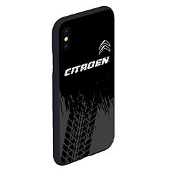 Чехол iPhone XS Max матовый Citroen speed на темном фоне со следами шин посере, цвет: 3D-черный — фото 2