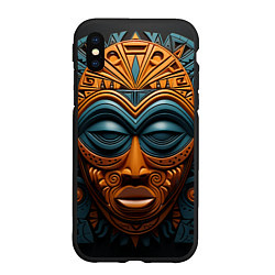 Чехол iPhone XS Max матовый Африканские маски, цвет: 3D-черный
