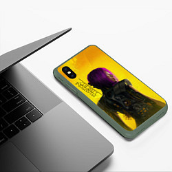 Чехол iPhone XS Max матовый Cyberpunk 2077: Songbird, цвет: 3D-темно-зеленый — фото 2