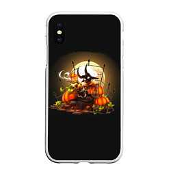 Чехол iPhone XS Max матовый Черт и тыквы хэллоуин, цвет: 3D-белый