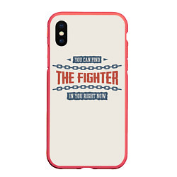 Чехол iPhone XS Max матовый The fighter, цвет: 3D-красный