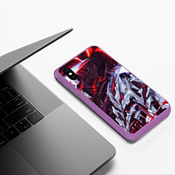 Чехол iPhone XS Max матовый Красный кибер скелет, цвет: 3D-фиолетовый — фото 2