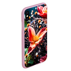 Чехол iPhone XS Max матовый Красный цветок капли, цвет: 3D-розовый — фото 2