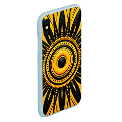 Чехол iPhone XS Max матовый Желто-черный узор в африканском стиле, цвет: 3D-голубой — фото 2