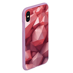 Чехол iPhone XS Max матовый Розовые полигоны, цвет: 3D-сиреневый — фото 2