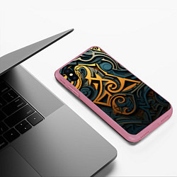 Чехол iPhone XS Max матовый Абстрактный узор в викингском стиле, цвет: 3D-малиновый — фото 2