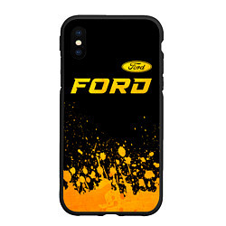 Чехол iPhone XS Max матовый Ford - gold gradient посередине, цвет: 3D-черный
