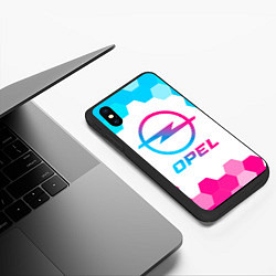 Чехол iPhone XS Max матовый Opel neon gradient style, цвет: 3D-черный — фото 2